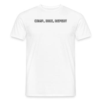 Camping - Camper, faire de la randonnée, répéter - T-shirt homme - blanc - Devant - AI Model Male 178 dark (178cm)