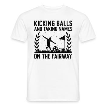 Footgolf Player Foot Golf Playing Footgolfers Foot - Men's T-Shirt - white - Front - AI Model Male 178 dark (178cm)