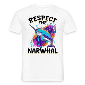 Drôle Narval Animal Respect Le Narval - T-shirt homme - blanc - Devant - AI Model Male 178 dark (178cm)