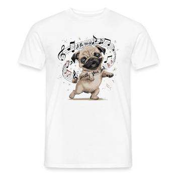 Lass die Musik deine Seele Tanzender Mops - Männer T-Shirt - Weiß - Vorne - AI Model Male 178 dark (178cm)