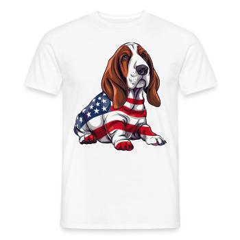 Basset Hound Dog 4th of July American Flag Gifts - Männer T-Shirt - Weiß - Vorne - AI Model Male 178 dark (178cm)