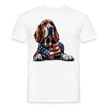 Bloodhound Dog 4th of July American Flag for Kids - Männer T-Shirt - Weiß - Vorne - AI Model Male 178 dark (178cm)