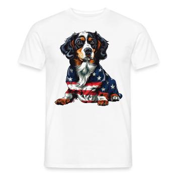 Bouvier bernois 4 juillet Drapeau américain - T-shirt homme - blanc - Devant - AI Model Male 178 dark (178cm)