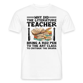 Literature Teacher School Teacher Funny Teachers S - Men's T-Shirt - white - Front - AI Model Male 178 dark (178cm)