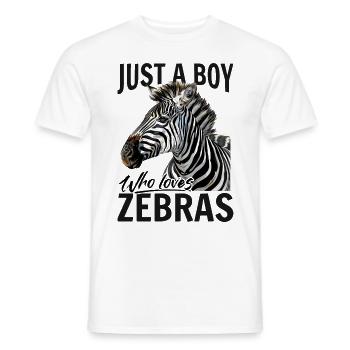 Funny Zebra Animal Just A Boy Who Loves Zebras - Men's T-Shirt - white - Front - AI Model Male 178 dark (178cm)