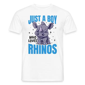 Rhinozeros Animal Just A Boy Who Loves Rhinos - Männer T-Shirt - Weiß - Vorne - AI Model Male 178 dark (178cm)