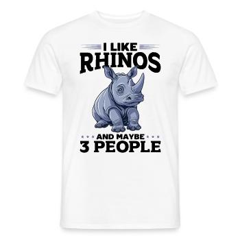 Rhinoceros Animal I Like Rhinos And Maybe 3 People - Men's T-Shirt - white - Front - AI Model Male 178 dark (178cm)
