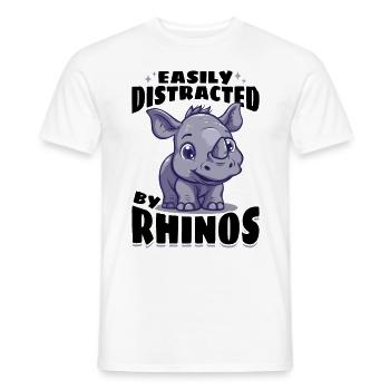 Rhinozeros Animal Easily Distracted By Rhinos - Männer T-Shirt - Weiß - Vorne - AI Model Male 178 dark (178cm)