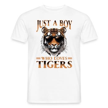 Funny Tiger Animal Just A Boy Who Loves Tigers - Men's T-Shirt - white - Front - AI Model Male 178 dark (178cm)