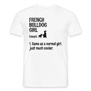 Bouledogue français fille identique à une fille normale juste Muc - T-shirt homme - blanc - Devant - AI Model Male 178 dark (178cm)