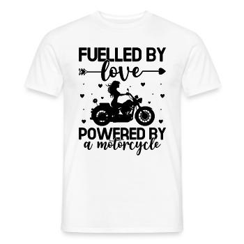 Fuelled By Love Powered By A Motorcycle Biker Moto - Men's T-Shirt - white - Front - AI Model Male 178 dark (178cm)