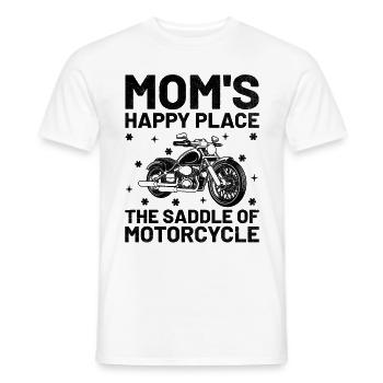Mammas lyckliga plats sadeln av motorcykel motorcy - T-shirt herr - vit - Fram - AI Model Male 178 dark (178cm)