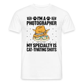 Katzen Fotografen Katzenliebhaber Fotografie Katzen Foto - Männer T-Shirt - Weiß - Vorne - AI Model Male 178 dark (178cm)