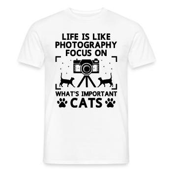 Cat Photographers Cat Lovers Photograpy Cats Photo - Men's T-Shirt - white - Front - AI Model Male 178 dark (178cm)