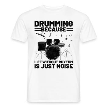 Tambouriner parce que la vie sans rythme n’est que bruit - T-shirt homme - blanc - Devant - AI Model Male 178 dark (178cm)