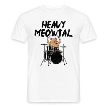 Heavy Meowtal tambour tambour batteur amoureux des chats - T-shirt homme - blanc - Devant - AI Model Male 178 dark (178cm)