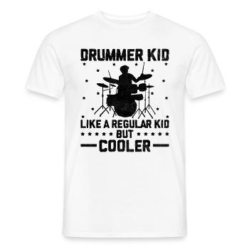Drummer Kid Like A Regular Kid But Cooler Drum Dru - Men's T-Shirt - white - Front - AI Model Male 178 dark (178cm)