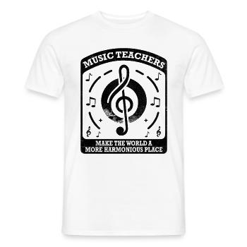 Musiklehrer machen die Welt harmonischer pl - Männer T-Shirt - Weiß - Vorne - AI Model Male 178 dark (178cm)