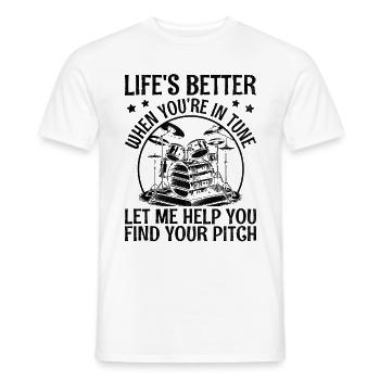 La vie est meilleure quand tu es à l’écoute Laissez-moi aider Musi - T-shirt homme - blanc - Devant - AI Model Male 178 dark (178cm)