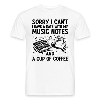Sorry I Can't I Have A Date With My Music Notes Te - Men's T-Shirt - white - Front - AI Model Male 178 dark (178cm)
