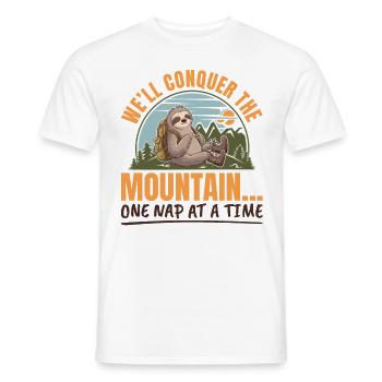 Paresseux Randonnée Montagne Nous partirons à la conquête de la montagne - T-shirt homme - blanc - Devant - AI Model Male 178 dark (178cm)