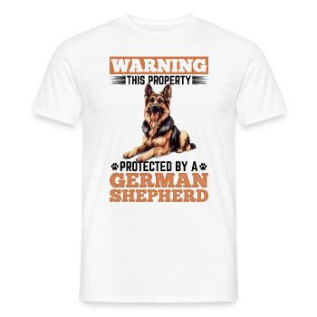 German Shepherd Dog Breed Warning This Property - Men's T-Shirt - white - Front - AI Model Male 178 dark (178cm)