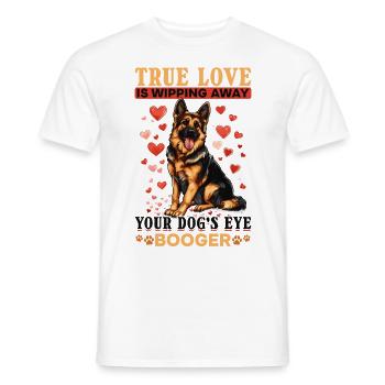 German Shepherd Dog Breed True Love is wipping - Men's T-Shirt - white - Front - AI Model Male 178 dark (178cm)
