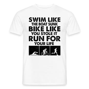 Nagez comme le bateau Coulez le vélo comme si vous l’aviez volé Courir - T-shirt homme - blanc - Devant - AI Model Male 178 dark (178cm)