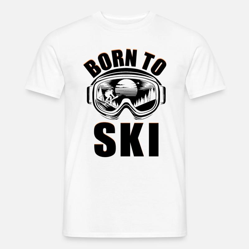 Born To Ski Sci Sciatore Sport invernali Sci - T-shirt uomo - bianco