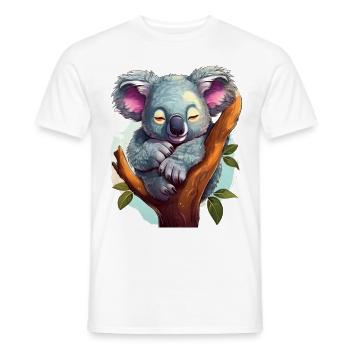 Niedlicher glücklicher Koala schläft auf einem Ast - Männer T-Shirt - Weiß - Vorne - AI Model Male 178 dark (178cm)