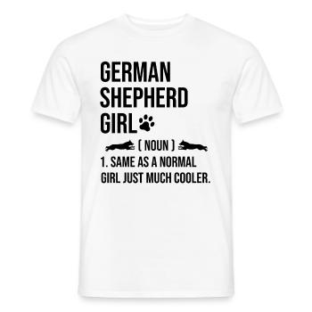 German Shepherd Girl Same As A Normal Girl Just Mu - Men's T-Shirt - white - Front - AI Model Male 178 dark (178cm)