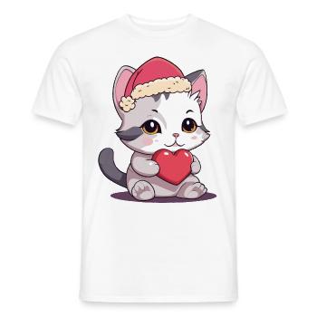 Chat mignon cadeau de Noël chats enfant - T-shirt homme - blanc - Devant - AI Model Male 178 dark (178cm)