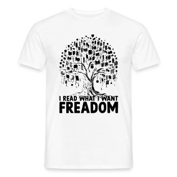 I Read What I Want Freadom Book Reading Bookworm - Men's T-Shirt - white - Front - AI Model Male 178 dark (178cm)