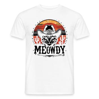 Meowdy Cat Cowboy Country Music Song Lover Country - Men's T-Shirt - white - Front - AI Model Male 178 dark (178cm)