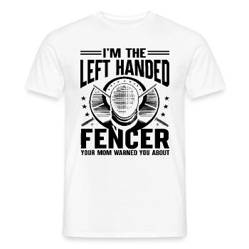 Je suis l’escrimeur gaucher que ta mère t’a prévenu - T-shirt homme - blanc - Devant - AI Model Male 178 dark (178cm)