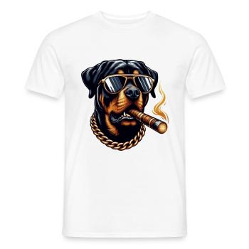 Rottweiler mit sonnenbrille retro - Männer T-Shirt - Weiß - Vorne - AI Model Male 178 dark (178cm)