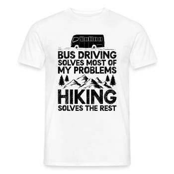 La conduite en bus résout la plupart de mes problèmes de randonnée - T-shirt homme - blanc - Devant - AI Model Male 178 dark (178cm)
