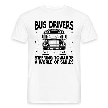 Busfahrer steuern auf eine Welt des Lächelns zu - Männer T-Shirt - Weiß - Vorne - AI Model Male 178 dark (178cm)