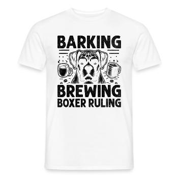Barking Brewing Boxer Ruling Coffee Lover Dog - Men's T-Shirt - white - Front - AI Model Male 178 dark (178cm)