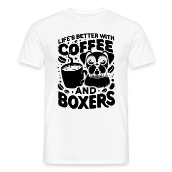 Das Leben ist besser mit Kaffee und Boxershorts Koffein - Männer T-Shirt - Weiß - Vorne - AI Model Male 178 dark (178cm)