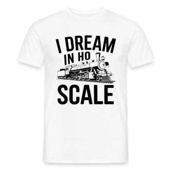 Model Railway Miniature Train Steam Locomotive - Men's T-Shirt - white - Front - AI Model Male 178 dark (178cm)