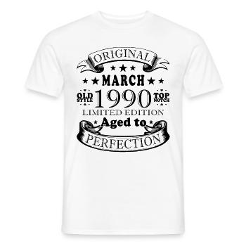 Mars 1990. Mars 1990 Cadeau d’anniversaire. Mars. - T-shirt homme - blanc - Devant - AI Model Male 178 dark (178cm)