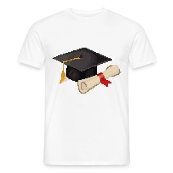 Retro Pixel Uni Abschluss - Männer T-Shirt - Weiß - Vorne - AI Model Male 178 dark (178cm)