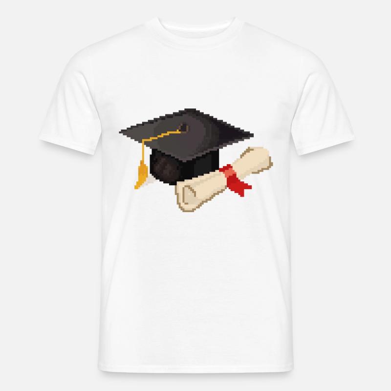 Retro Pixel Uni Abschluss - Männer T-Shirt - Weiß