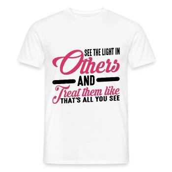 Voir la lumière chez les autres 3 - T-shirt homme - blanc - Devant - AI Model Male 178 dark (178cm)