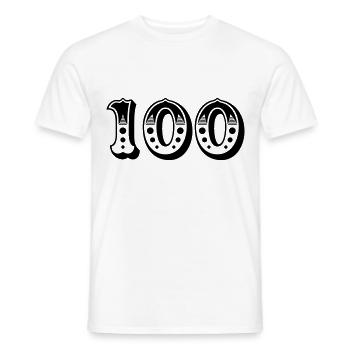 100 - Number - Number - Men's T-Shirt - white - Front - AI Model Male 178 dark (178cm)