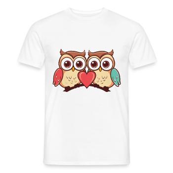 Eule Paar Paar Liebe Couple Verliebt - Männer T-Shirt - Weiß - Vorne - AI Model Male 178 dark (178cm)