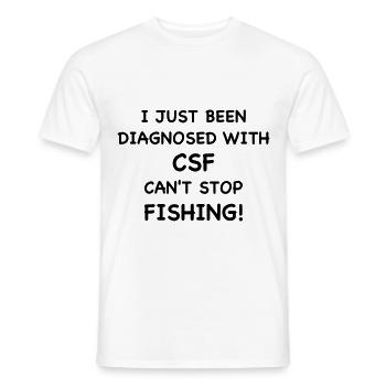 funny angel motif - CAN NOT STOP FISHING! - Men's T-Shirt - white - Front - AI Model Male 178 dark (178cm)