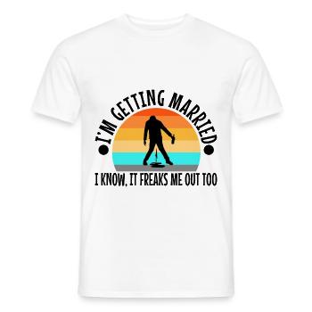 Je me marie, je sais, ça me fait peur aussi - T-shirt homme - blanc - Devant - AI Model Male 178 dark (178cm)