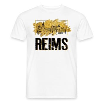 Reims France City Skyline Home Love Gold - Men's T-Shirt - white - Front - AI Model Male 178 dark (178cm)